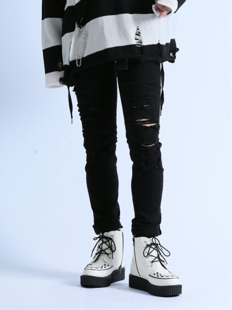 ストレッチ ハードクラッシュ スキニーデニム