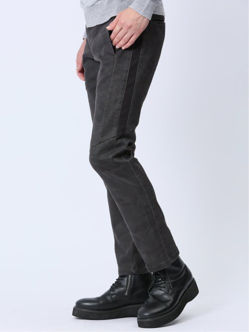 裏起毛ストレッチ カモフラ柄 スリムトラウザーパンツ