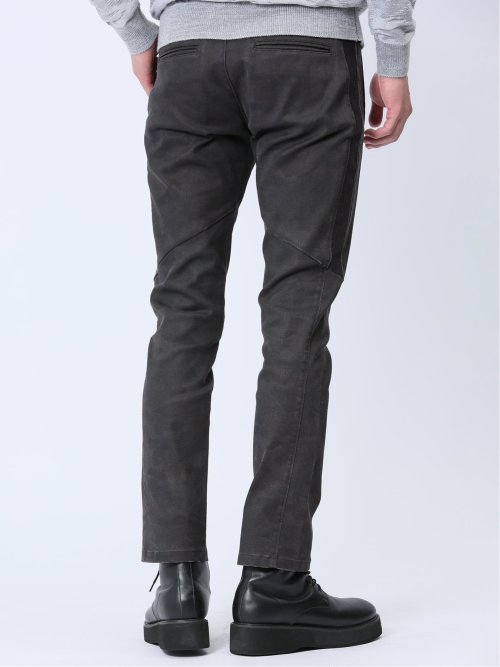 裏起毛ストレッチ カモフラ柄 スリムトラウザーパンツ