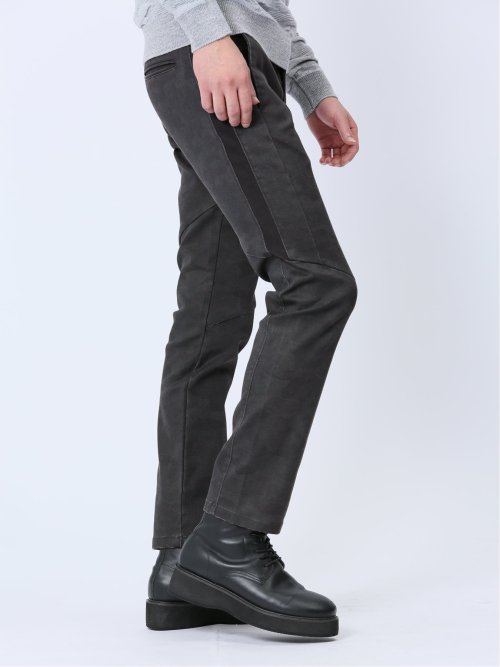 裏起毛ストレッチ カモフラ柄 スリムトラウザーパンツ