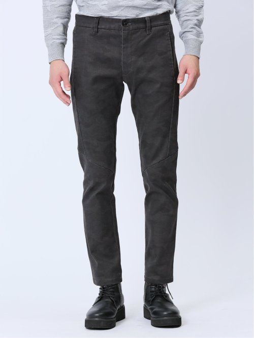 裏起毛ストレッチ カモフラ柄 スリムトラウザーパンツ