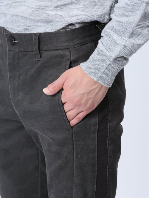 裏起毛ストレッチ カモフラ柄 スリムトラウザーパンツ