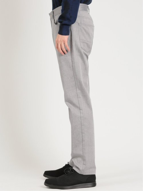 ストレッチヘリンボン 5ポケットスリムパンツ