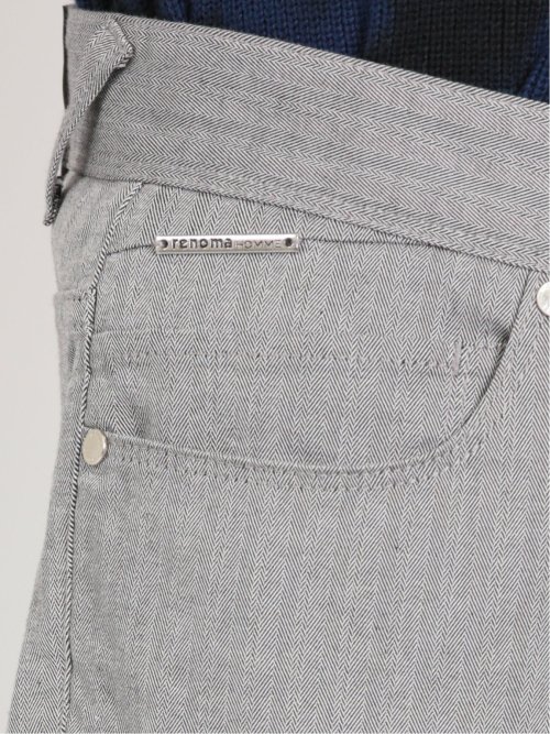 ストレッチヘリンボン 5ポケットスリムパンツ