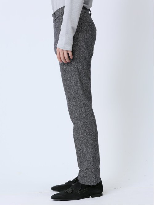 ストレッチ ヘリンボン トラウザースリムパンツ