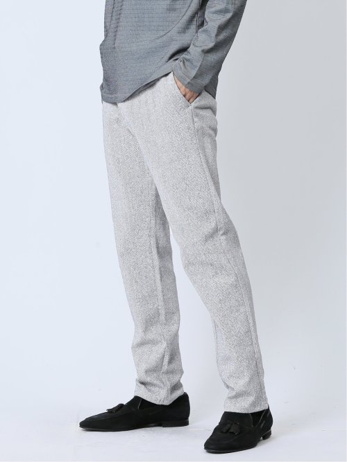 ストレッチ ヘリンボン トラウザースリムパンツ