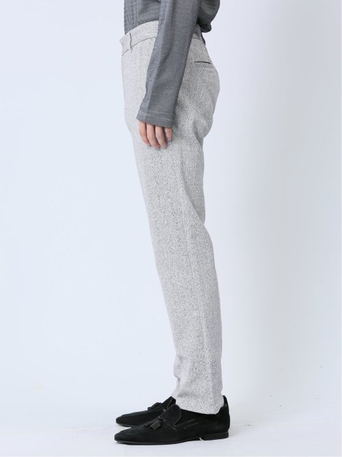 ストレッチ ヘリンボン トラウザースリムパンツ(S 07白黒): パンツ