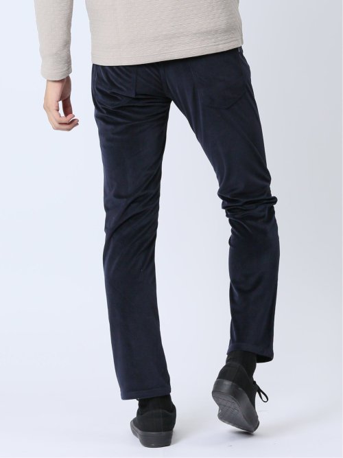 ヘリンボンベロア 5ポケットスリムパンツ(セットアップ可能)