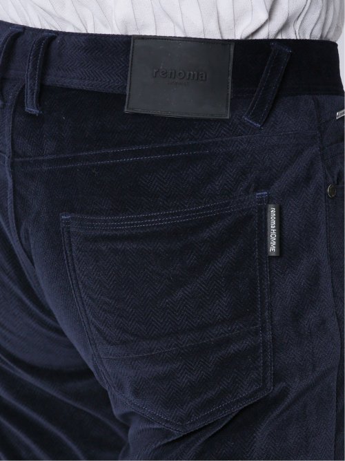 ヘリンボンベロア 5ポケットスリムパンツ(セットアップ可能)