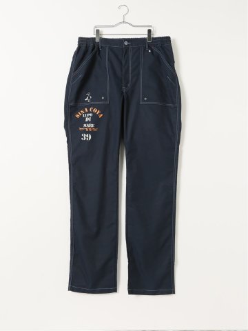 【大きいサイズ】シナコバ パンツ メンズ ストレッチ ストレート 綿混 サテン マリン
