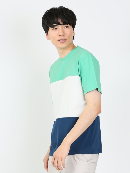 三段切替 クルーネック半袖Tシャツ