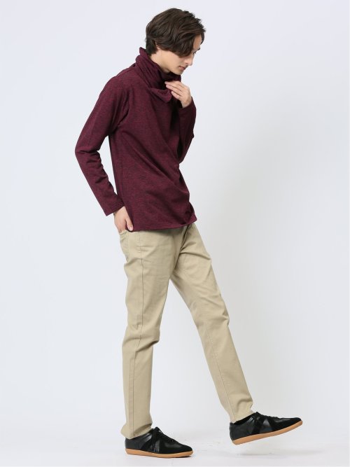 メランジ裏起毛 デザインタートルネック