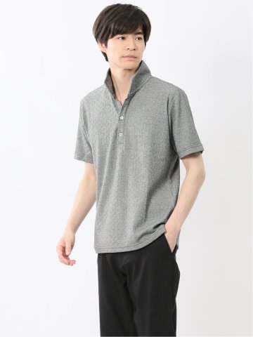 リンクスジャガード イタリアンカラー半袖ポロシャツ