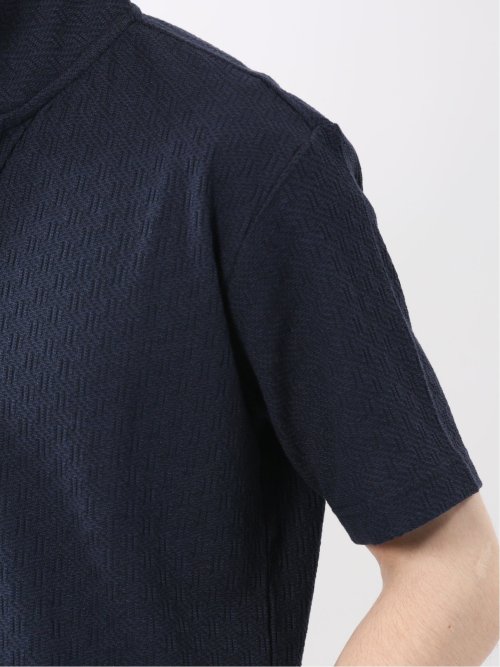 リンクスジャガード イタリアンカラー半袖ポロシャツ