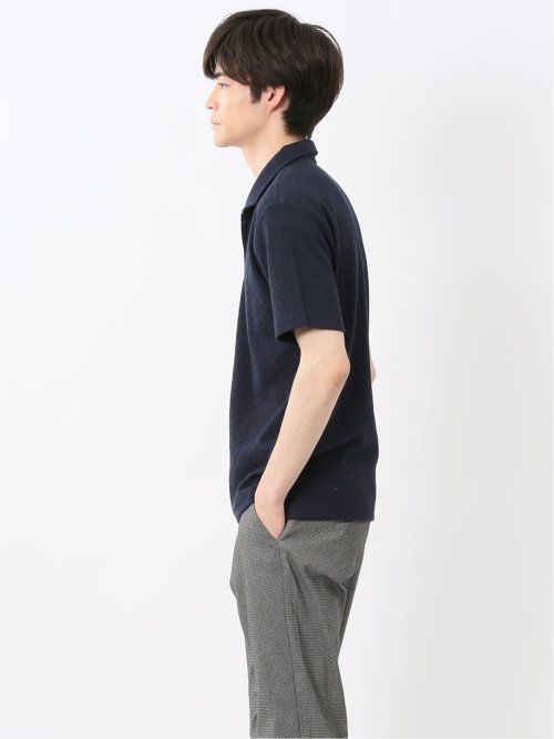 リンクスジャガード イタリアンカラー半袖ポロシャツ