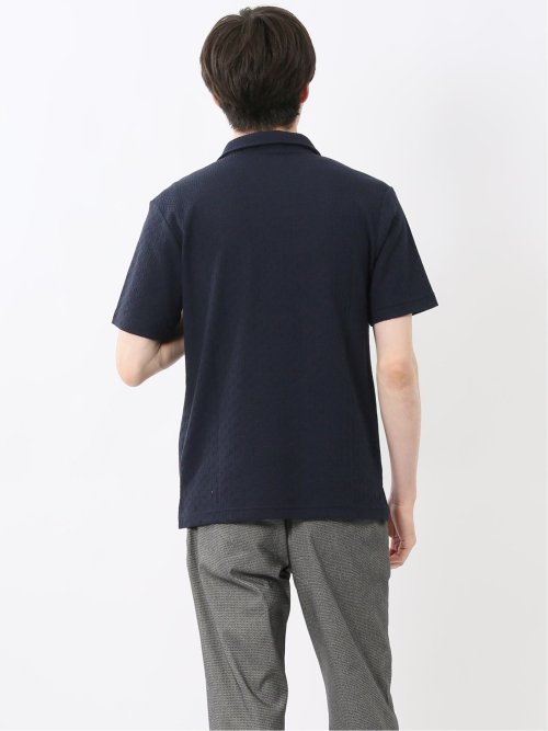 リンクスジャガード イタリアンカラー半袖ポロシャツ