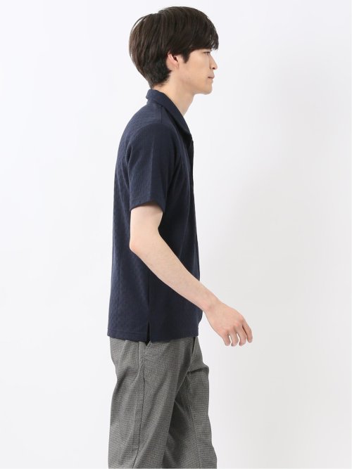 リンクスジャガード イタリアンカラー半袖ポロシャツ