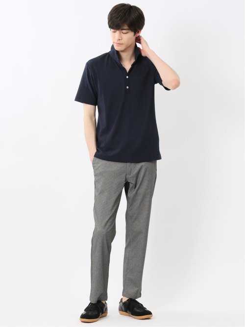 リンクスジャガード イタリアンカラー半袖ポロシャツ