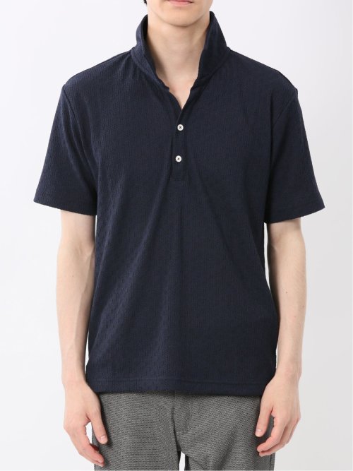 リンクスジャガード イタリアンカラー半袖ポロシャツ