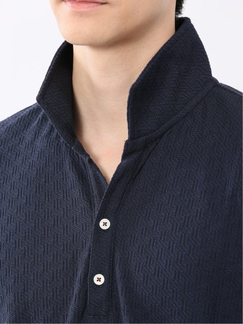 リンクスジャガード イタリアンカラー半袖ポロシャツ