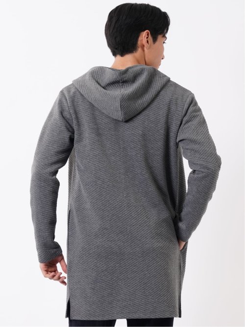 フーディガン メンズ 長袖 ストレッチ ロング ジャガード カットアウター やや細身 グロウス バイ インジアティック