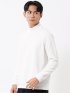 Tシャツ メンズ 長袖 ストレッチ モックネック ケーブル ジャガード