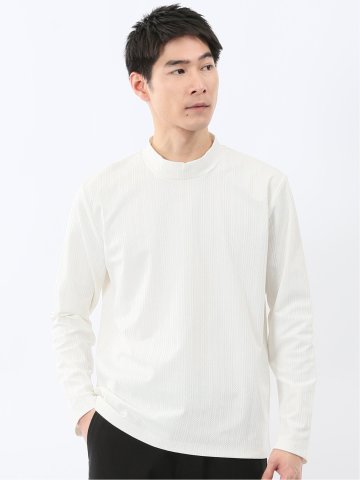 リンクスジャガード モックネック長袖Tシャツ