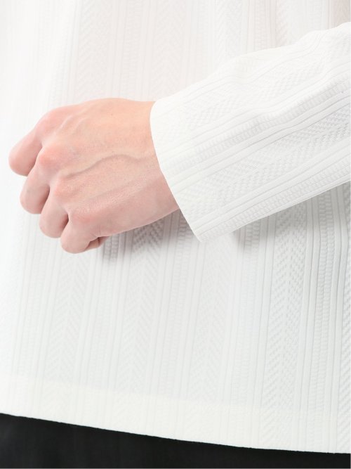 リンクスジャガード モックネック長袖Tシャツ