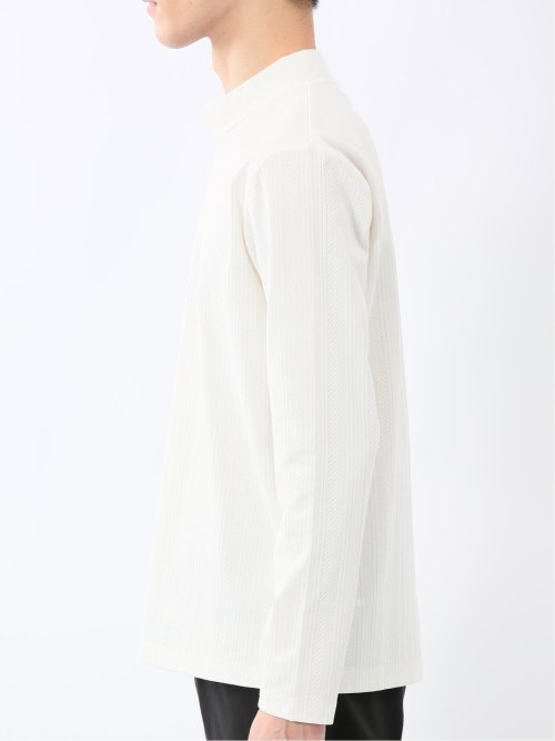 リンクスジャガード モックネック長袖Tシャツ