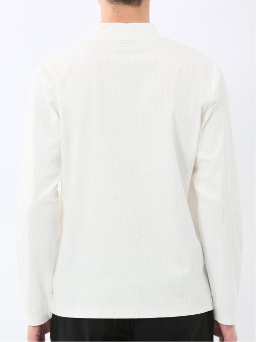 リンクスジャガード モックネック長袖Tシャツ