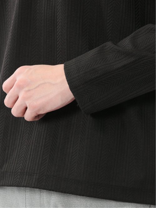 リンクスジャガード モックネック長袖Tシャツ