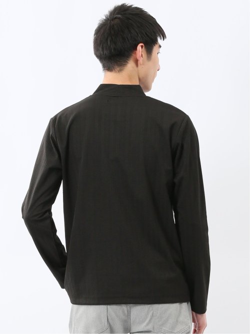 リンクスジャガード モックネック長袖Tシャツ
