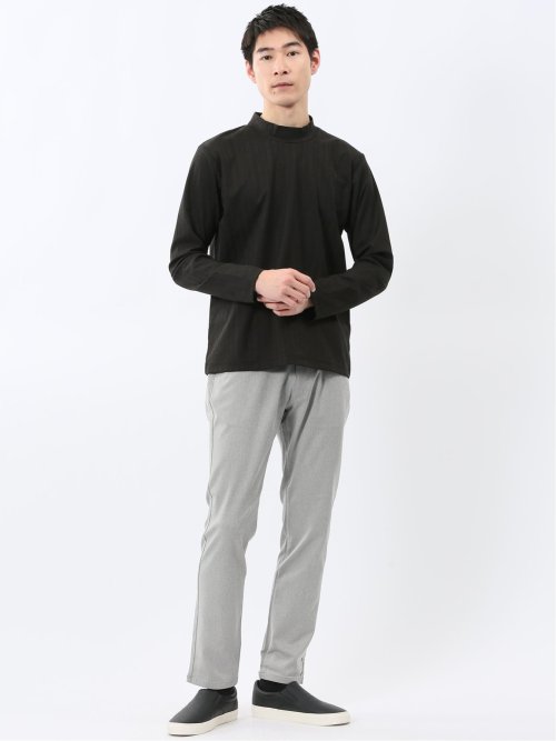 リンクスジャガード モックネック長袖Tシャツ