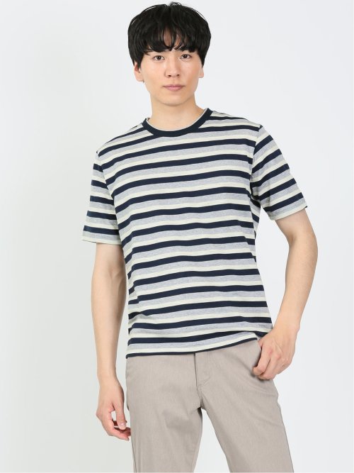 ミックスボーダー クルーネック半袖Tシャツ