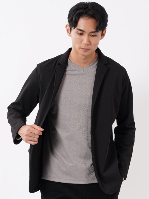 カットジャケット メンズ ストレッチ ウォッシャブル 2ボタン スタンド