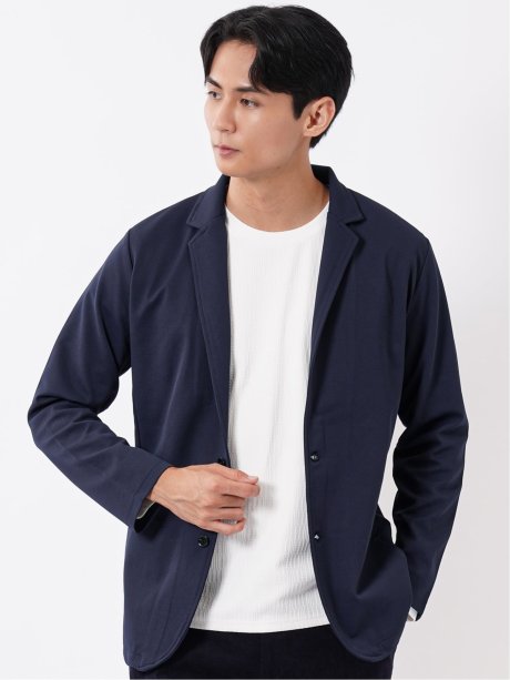 カットジャケット メンズ ストレッチ ウォッシャブル 2ボタン スタンドカラー