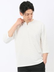 ワッフル ヘンリーネック 7分袖 Tシャツ