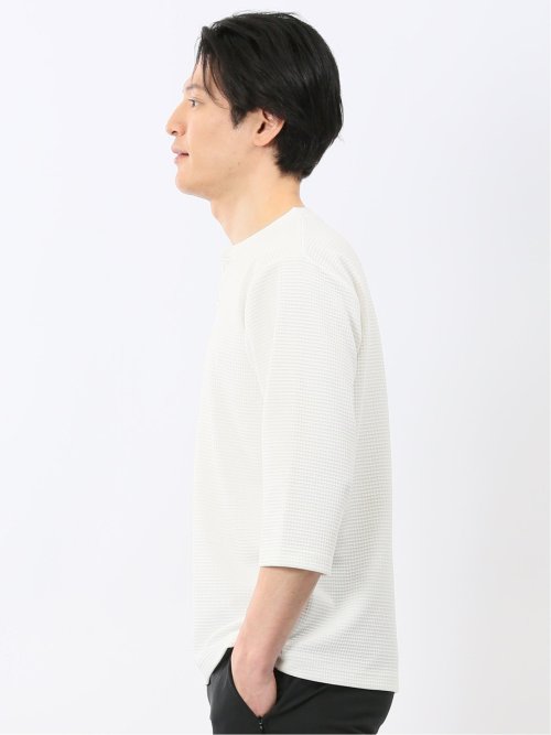 ワッフル ヘンリーネック 7分袖 Tシャツ