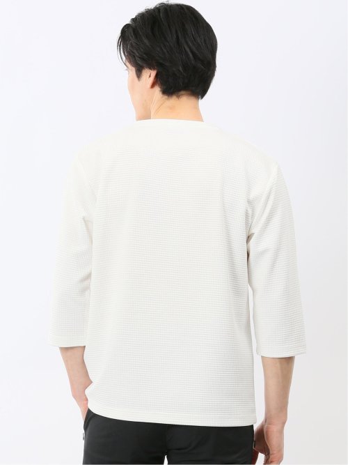 ワッフル ヘンリーネック 7分袖 Tシャツ