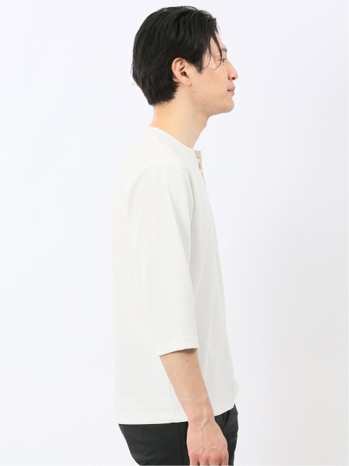 ワッフル ヘンリーネック 7分袖 Tシャツ