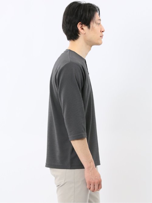 ワッフル ヘンリーネック 7分袖 Tシャツ(M 06グレー): トップス | TAKA
