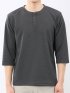 ワッフル ヘンリーネック 7分袖 Tシャツ