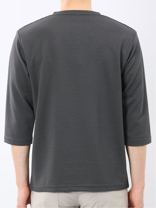 ワッフル ヘンリーネック 7分袖 Tシャツ