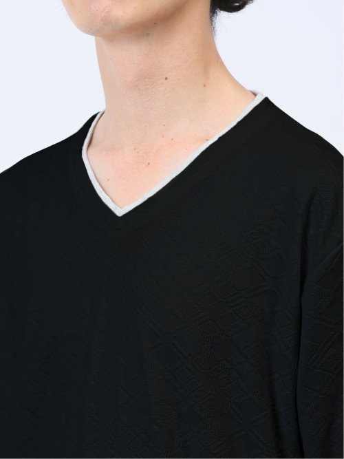 リンクスアーガイル フェイクVネック長袖Tシャツ