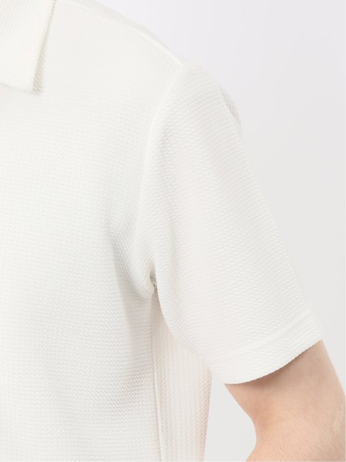 ふくれジャガード スキッパー半袖ポロシャツ