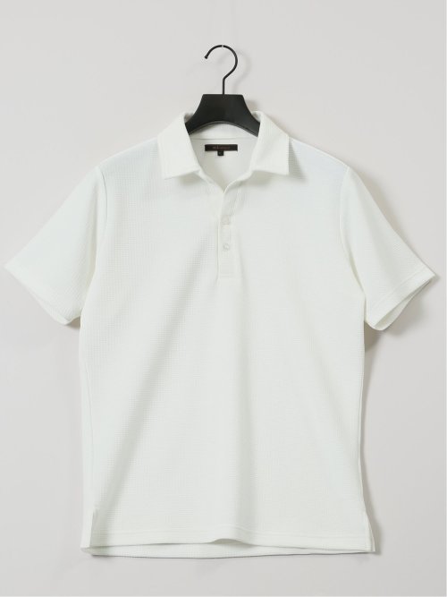 ふくれジャガード スキッパー半袖ポロシャツ