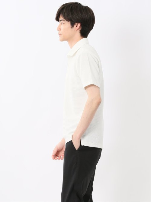 ふくれジャガード スキッパー半袖ポロシャツ