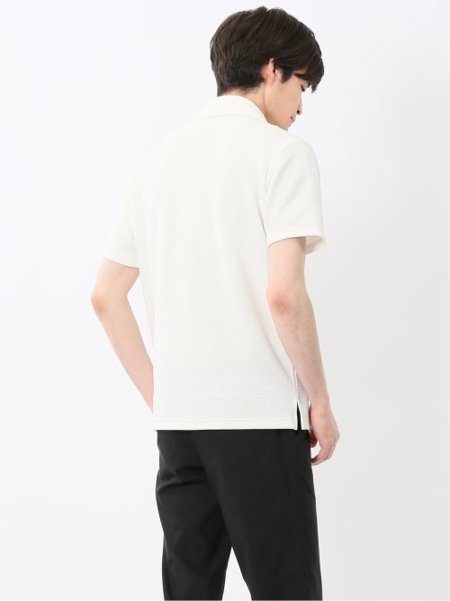 ふくれジャガード スキッパー半袖ポロシャツ