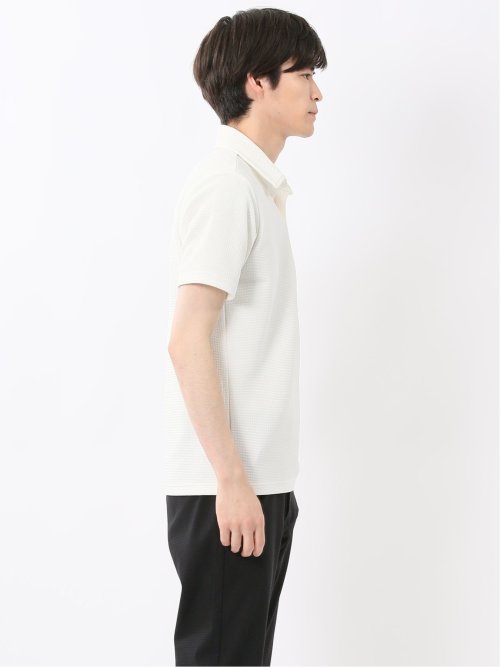 ふくれジャガード スキッパー半袖ポロシャツ