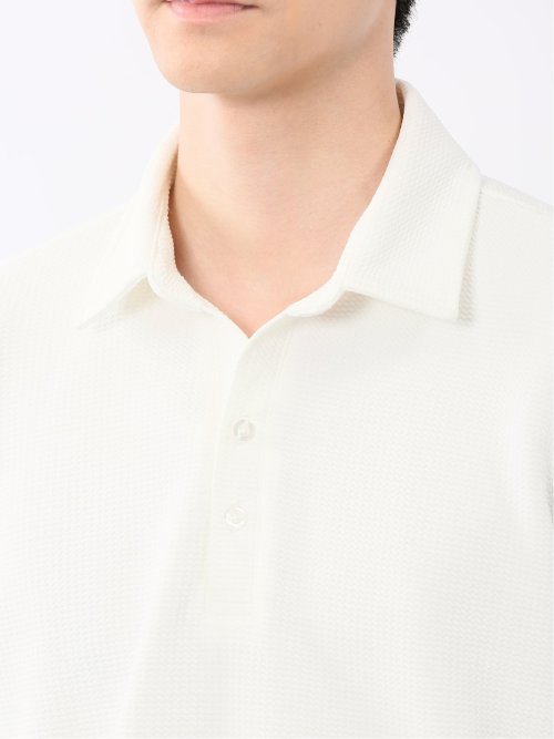 ふくれジャガード スキッパー半袖ポロシャツ